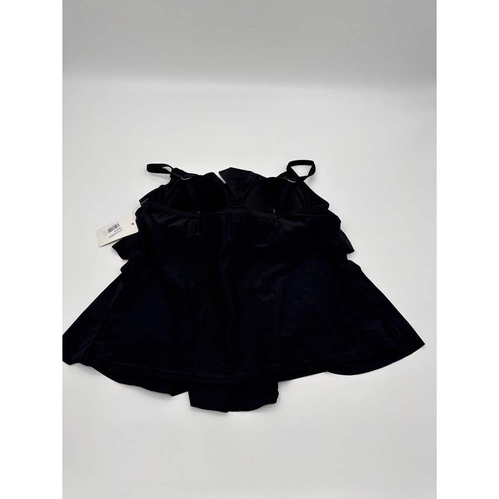 ENVYA Women Black Ruffle Tankini Set High Waist Two Piece Swimsuit 2X NEW - Picture 7 of 9